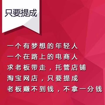 网店托管，只要提成，期待与各位老板共同成长